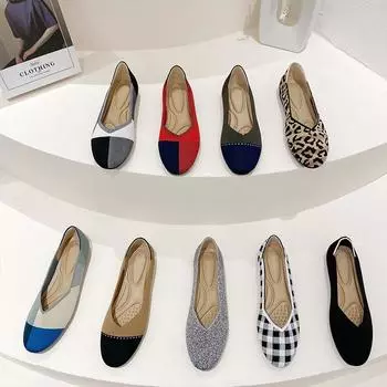 Обувь Одиночные туфли Женские плетеные туфли с плоской подошвой Туфли с круглым носком Туфли с плетеными мушками Туфли с яичными рулетиками Женская обувь 34