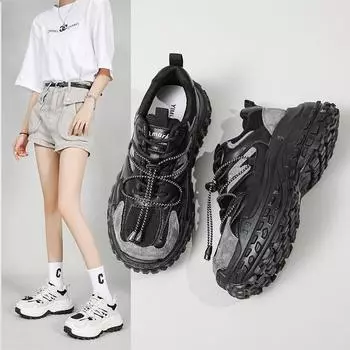 Обувь папы, женская универсальная, осень 2024 года, новые повседневные ретро-обувь для альпинизма, кроссовки с толстой подошвой 35 покинуть белый