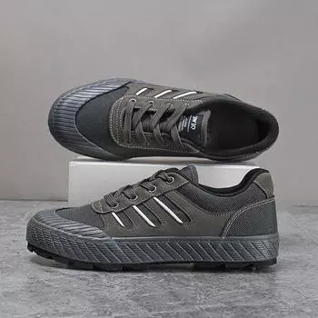 Обувь парусиновая Land War мужская нескользящая повседневная обувь Labor Insurance износостойкая рабочая повседневная дышащая универсальная армейская тренировочная обувь на толстой подошве 39 серый