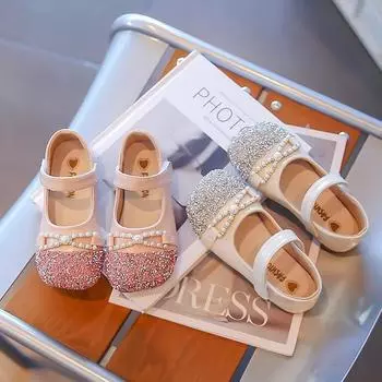 Обувь принцессы для девочек, новая весенне-осенняя детская обувь, модная детская кожаная обувь с бриллиантами, туфли для маленьких девочек 23 розовый