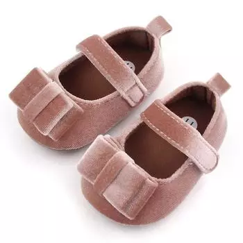 Обувь принцессы для маленьких девочек, однотонная противоскользящая обувь на мягкой подошве с бантом, обувь для первых ходунков, обувь для новорожденных детей, От 0 до 18 месяцев L