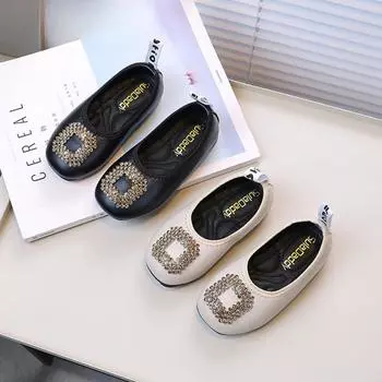 Обувь принцессы из кожи для девочек, роскошные детские балетки на плоской подошве для балета, универсальные модные повседневные детские классические мокасины 21 бежевый