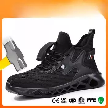 Обувь противоударные противоударные дышащие туфли со стальным носком высокие удобные мягкие подошвы защитная обувь 36