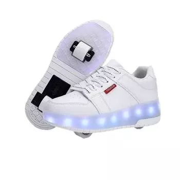 Обувь Runaway для детей и девочек, двухколесная обувь с автоматическим колесом для усадки, светящаяся обувь с роликами, деформационная обувь 32