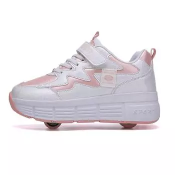 Обувь Runaway Shoes Маленькие двухколесные новые детские туфли с роликами для мальчиков и девочек, съемные роликовые коньки для ходьбы, для студентов с колесами 31