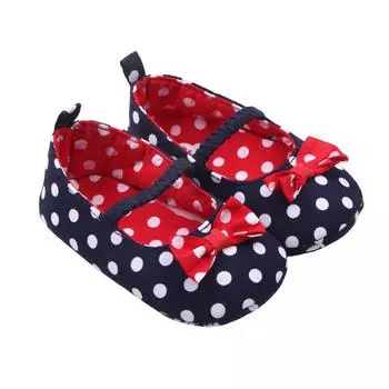 Обувь с бантом для маленьких девочек, обувь принцессы в горошек для новорожденных, мягкая кроватка для малышей, подошва для маленьких детей 11 красный