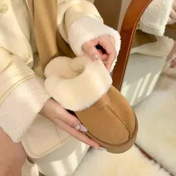 Обувь с хлопковой подкладкой, шерстяная обувь на толстой подошве, женская обувь для улицы, осенние туфли-бублики, повседневная мода, удобная зимняя обувь из хлопка 35 чёрный