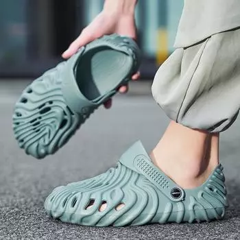 Обувь с отверстиями для отпечатков пальцев Мужская одежда Нескользящие тапочки-мешки для головы Пляжные сандалии для ходьбы с ощущением наступления дерьма 40 белый