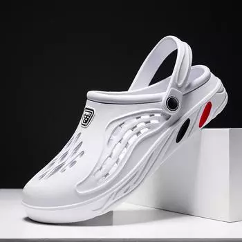 Обувь с отверстиями, мужские дышащие мужские сандалии Baotou, легкие двухместные пляжные сандалии, тапочки 45 белый