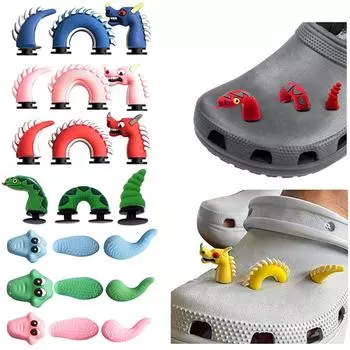 Обувь с отверстиями, украшения для обуви динозавра, аксессуары для обуви с отверстиями, обувь из ПВХ, пряжка для обуви с цветком, обувь «сделай сам», одинаковые подарки для обуви с отверстиями One Size