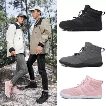 Обувь с пятью пальцами, мужская и женская, большого размера, дышащая, нескользящая, походная обувь, зимняя, бархатная, для походов на открытом воздухе, для пар, хлопковая обувь 36 серый