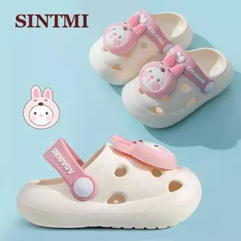 Обувь с рисунком аниме, кавайные сандалии и тапочки с розовым кроликом и уткой, милые домашние тапочки с мягкой подошвой, детская обувь с открытыми отверстиями, игрушка в подарок 130 оранжевый