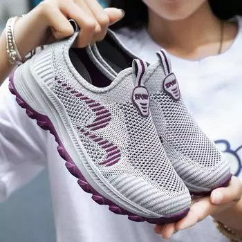 Обувь с сеткой, женская летняя дышащая женская обувь, одинарная обувь для пар среднего возраста, мужская и женская повседневная прогулочная обувь 36