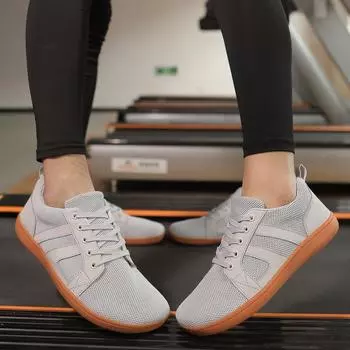 Обувь с широкими носами, удобная весенняя мужская и женская обувь для ходьбы, дышащая, мягкая подошва, парная, плетеная, на плоской подошве, повседневная спортивная обувь 36 серый