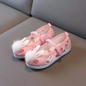 Обувь с вышивкой Hanfu для девочек, детская танцевальная обувь ручной работы в древнем стиле, древняя костюмная обувь в китайском стиле, детская обувь с вышивкой, летняя обувь 24