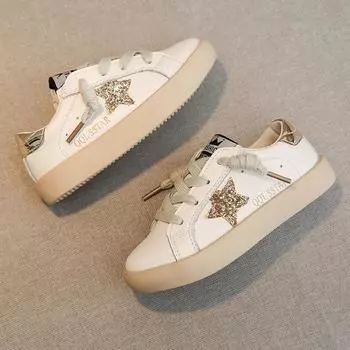 Обувь Star, обувь для мальчиков, весенний новый стиль, обувь для сноубординга для девочек, корейская версия, кожаная мягкая подошва, белые туфли 21 inner length 13.5cm красный