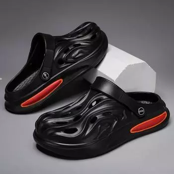 Обувь Stepping On Shit Feeling Hole для мужчин, сандалии для вождения на платформе, нескользящие и износостойкие пляжные тапочки с сумкой для головы 39 бежевый