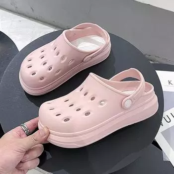 Обувь Stepping On Shit Hole, женские нескользящие износостойкие босоножки с толстой подошвой, увеличивающие рост, повседневные тапочки с сумкой и головой 36/37 розовый