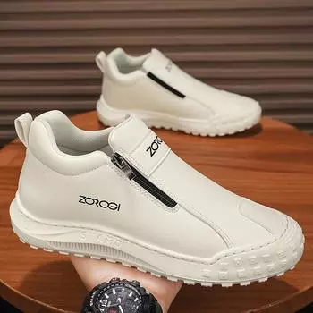 Обувь Tide, рабочая страховая обувь, мужская обувь с одной педалью, осенне-зимняя повседневная обувь, кожаная обувь с боковой молнией, спортивная рабочая нескользящая мягкая подошва 39 хаки