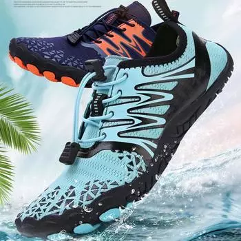Обувь унисекс с дышащей сеткой, обувь для водного спорта, летняя нескользящая портативная пляжная обувь, мужская обувь больших размеров 40 темно-синий