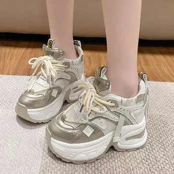 Обувь, увеличивающая рост 12 см, женские кроссовки, обувь на платформе, теннисная женская обувь на толстой подошве, модная повседневная обувь 34 чёрный