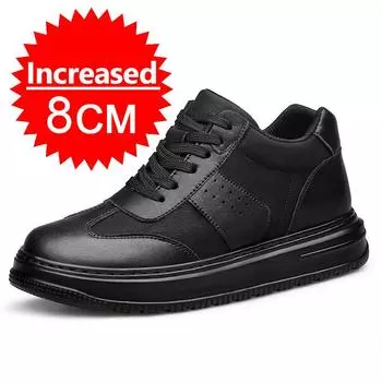 Обувь, увеличивающая рост для мужчин, 8 см, невидимые кроссовки, увеличивающие рост, обувь на платформе, повседневная модная мужская кожаная спортивная обувь, большой размер 47 37