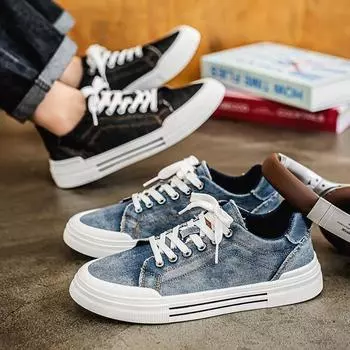 Обувь в гонконгском стиле, мужская мягкая джинсовая обувь, студенческий тренд, интернет-знаменитость, хип-хоп, парусиновая обувь, повседневная мужская обувь 39
