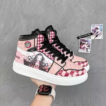 Обувь в стиле аниме, кроссовки в стиле аниме, женские кроссовки с рисунком Tanjirou для косплея, повседневная обувь с высоким берцем, обувь в стиле аниме, кроссовки для бега, размеры 35-44