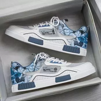 Обувь в стиле аниме Мужская обувь для бега Скейтборд Дышащие удобные повседневные кроссовки Мужская обувь для скейтборда Большого размера Теннисная обувь для мужчин 39 чёрный