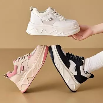 Обувь Wenzhou осень новые кожаные женские туфли с толстой подошвой внутренняя высота увеличивается папы повседневные белые туфли дети 34 белый