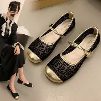 Обувь весна лето тканевая обувь кружевные дышащие одинарные туфли женские туфли Мэри Джейн на плоской подошве модная и удобная обувь 35 жёлтый