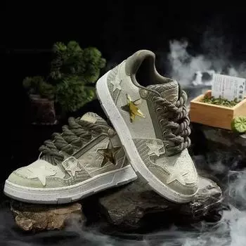 Обувь West Lake Longjing Tea Star, новый чайный дизайн, универсальные туфли для доски для мужчин и женщин, пара, национальная мода, туфли на низкой платформе Tide 35