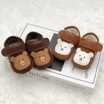 Обувь Zapatillas для девочек Детская обувь Детская прогулочная обувь Зимняя новая плюшевая обувь для мальчиков из хлопка Теплая повседневная обувь для девочек Zapatos Nia 12-insole11cm темно-коричневого