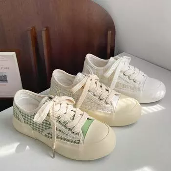 Обувь Женщина Весна Лето 2022 Мода Повседневная плоская ткань Холст Обувь Дамы Студенческая обувь 35
