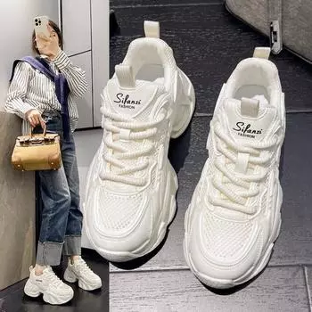 обувь женская 2024 тренд новая мода вулканизированная платформа повседневные взрослые женские кроссовки женские балетки сетчатые дышащие кроссовки для бега 35 серый