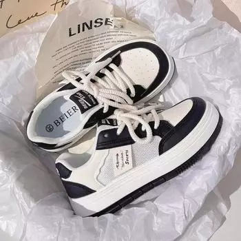 обувь женская 2024 тренд Женские кроссовки на шнуровке Толстая подошва повседневная обувь Женская сетчатая дышащая обувь для ходьбы Женская 35 розовый