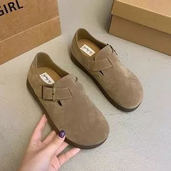 Обувь женская 2024 женская обувь кожаные кроссовки без застежек осень новое летнее платье ретро мокасины без застежек осень плоская подошва 36 хаки
