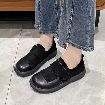 Обувь женская балетки осень платье ретро осень новое лето крючок и петля ретро женская обувь женская обувь осень новое платье лето осень 35 чёрный