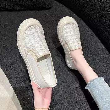 Обувь женская дышащая обувь для рыбалки с мелким горлом и плоским дном, повседневная, с толстой подошвой, парусиновая обувь для женщин 35 чёрный