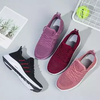 Обувь женская дышащая сетка модные кроссовки балетки женские кроссовки без застежек женские мокасины повседневная обувь 36 бордовый