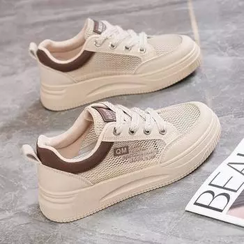 Обувь женская летняя 2024 года, маленькие белые туфли из сетки, дышащие, тонкие, на плоской подошве, универсальные, повседневные, сетчатые, спортивные, для сноуборда 35 бордовый