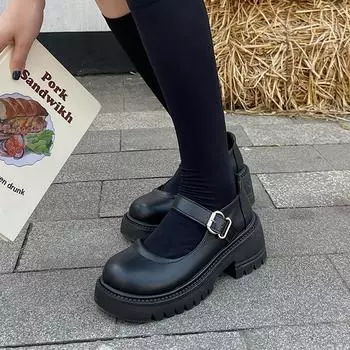Обувь женская на плоской подошве Модис Сабо на платформе Британский стиль Платье Новые криперы Ретро Лето Преппи Резина Рим Хлопок Ткань Pu Ho 38