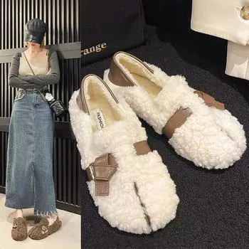 Обувь женская на плоской подошве мокасины с мехом с круглым носком осенние повседневные женские кроссовки платье мокасины осень-зима досуг пряжка ремешок флок резина 35