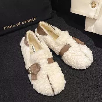Обувь женская на плоской подошве мокасины с мехом с круглым носком осенние повседневные женские кроссовки платье мокасины осень-зима досуг пряжка ремешок флок резина 35
