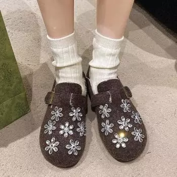 Обувь женская на плоской подошве мокасины с мехом с круглым носком осенние повседневные женские кроссовки платье мокасины осень-зима досуг пряжка ремешок флок резина 35 бежевый