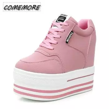 Обувь женская новая повседневная обувь на толстом высоком каблуке кроссовки на платформе модные теннисные женские вулканизированные туфли весна/осень толстая подошва 35