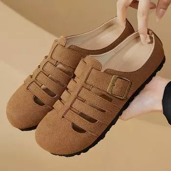 Обувь Женская обувь Универсальная летняя новая полая рыбья кость Тапочки Baotou Уличная одежда Advanced Sense One Pedal Lazy Shoes 36