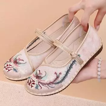 Обувь женская обувь универсальная летняя новая обувь в этническом стиле с вышивкой удобная повседневная обувь обувь Hanfu на мягкой подошве 36