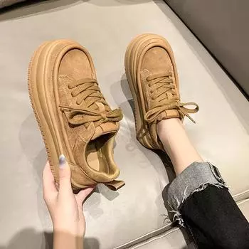 Обувь женская с круглым носком Modis повседневные женские кроссовки универсальные осенние новые зимние ретро милые кроссовки маленькие осенние однотонные PU ПВХ Lei 35