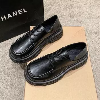 Обувь женская с круглым носком сабо на платформе оксфорды британский стиль мокасины с мехом женская обувь повседневные кроссовки новые криперы большие 35